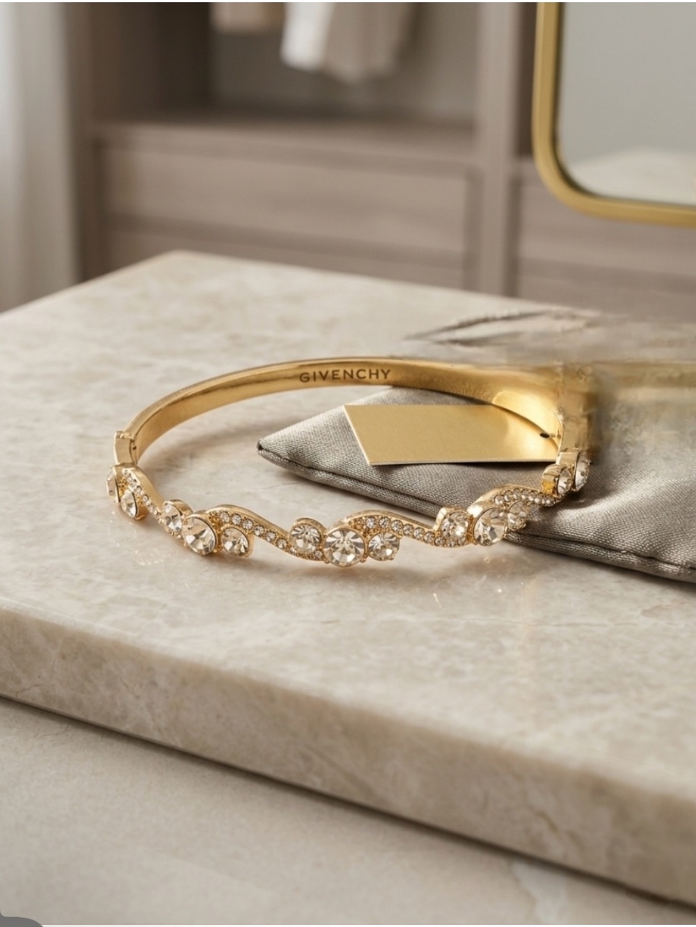 Givenchy Gold Crystal Wave Bangle